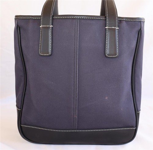 Coach Hampton Black Canvas Leather Tote Bag 7706 - Picture 4 of 24