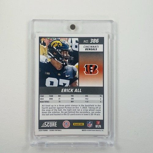 ERICK ALL 2024 Score Lava /630 Rookie Short Print RC 386 Cincinnati Bengals - Bild 2 von 2
