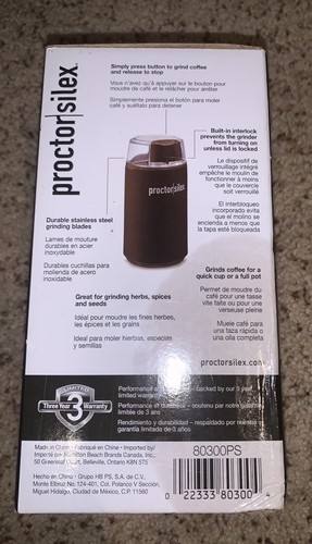 Proctor Silex Electric Coffee Grinder for Beans Spices & More Stainless Blades - Picture 2 of 2