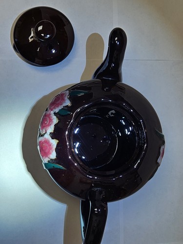 Vintage Teekanne Occupied Japan Brown Betty Redware Floral Tea Pot With Lid Rare - Bild 20 von 24