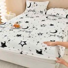 Fitted Sheet Stars Pinted Flannel Fleece Bed Sheet All-inclusive Mattress Cover