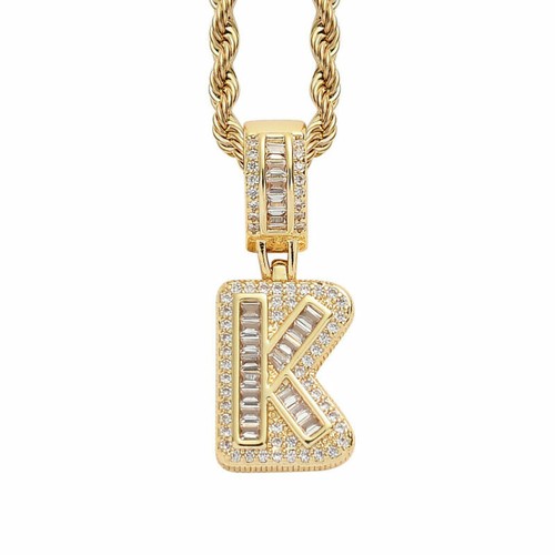Collana lettera alfabeto uomo donna hip hop ottone ghiacciato gioielli A9368 - Foto 33 di 64