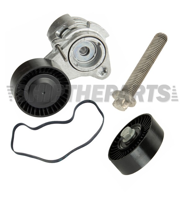 Drive Belt + Tensioner + Install Bolt + Idler Pulley for BMW E60 E90