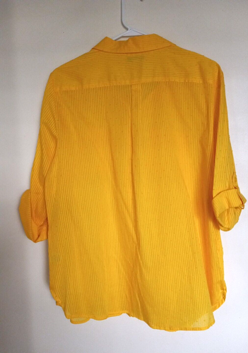 Studio Works Womens long roll tab sleeve Lemon Zest button up blouse, Sz XL NEW - Picture 3 of 3