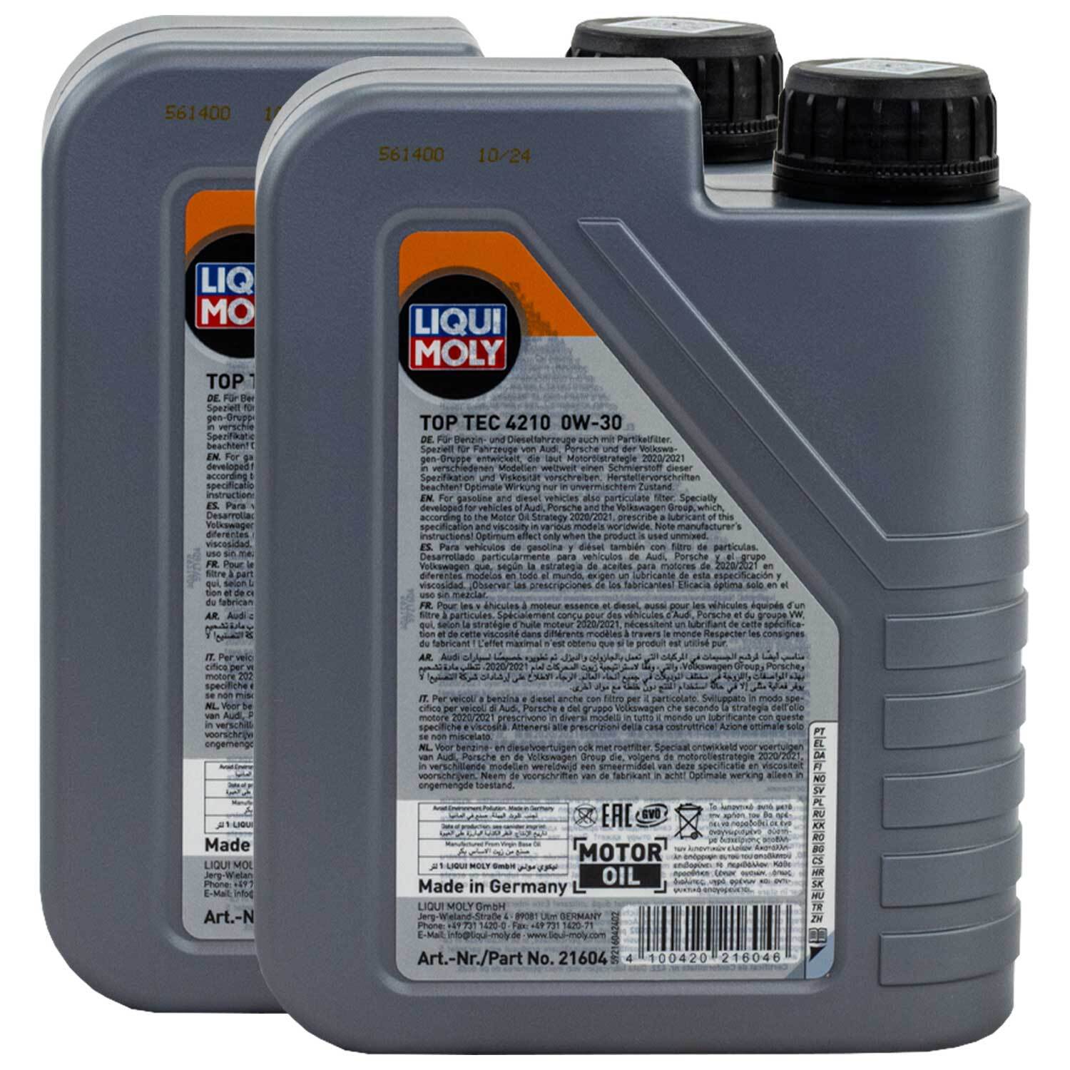 Motoröl Top Tec 4210 0W-30 LIQUI MOLY 2X 1 Liter für Skoda Volvo VW Smart Subaru