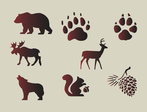 Joanie Stencil 2" Rustic Bear Wolf Deer Moose Track Hunt Pinecone Art Cabin Sign - Picture 1 of 6