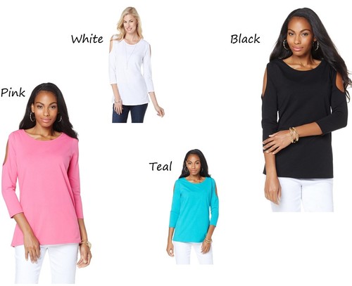 T-shirt spalla fredda manica 3/4 DG2 by Diane Gilman 411990-J - Foto 1 di 5