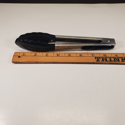 Black Silicone Set of 3 Tongs for Cooking Stainless Steel 15" 12" 9" BBQ NOS - Picture 10 of 12