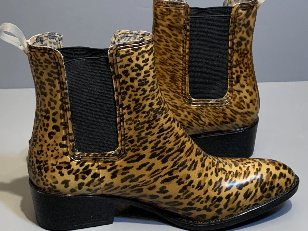 Leopard chelsea top rain boots