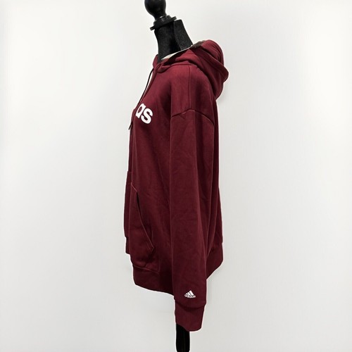 Adidas Trendy Pullover Logo Print Fleece Hoodie Red , Plus Size  , 3X - Picture 4 of 5
