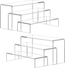 ANDGOO Large Acrylic Display Risers, 2 Sets Clear Rectangular Showcase Collectib