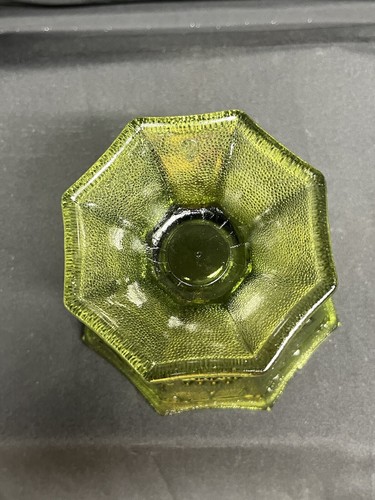 Vintage Mid Century Anchor Hocking Green Candy Dish With Lid Grape Pattern - Picture 9 of 13