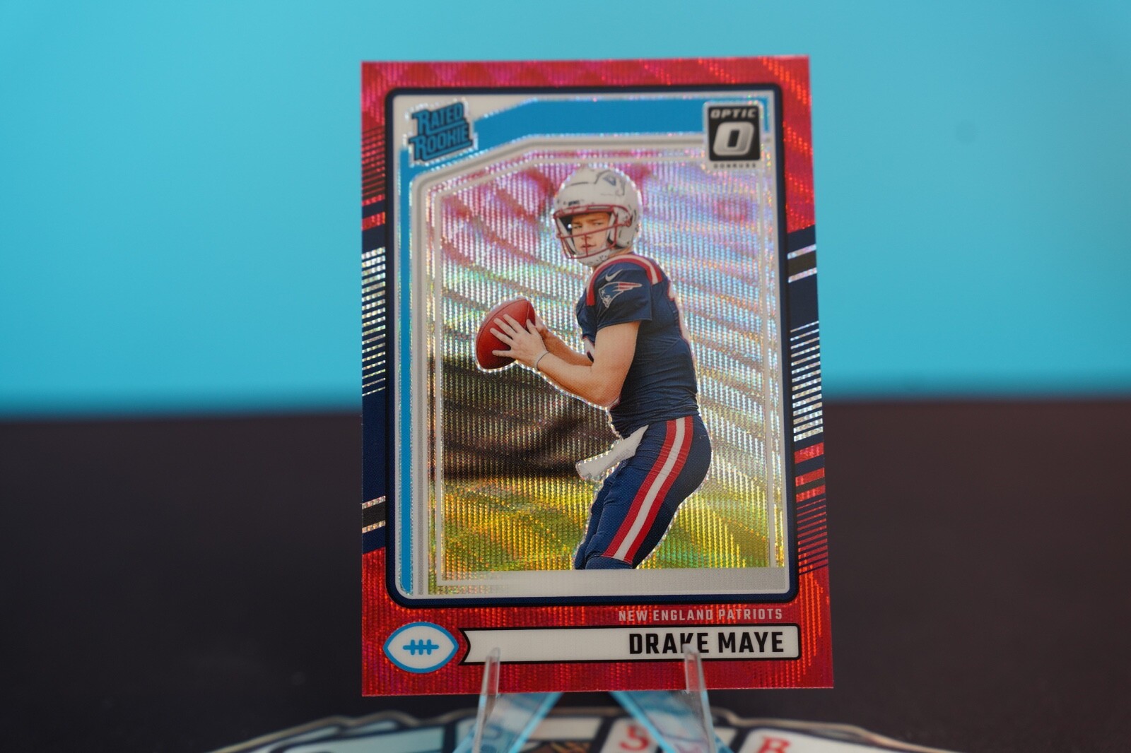 2024 Panini Donruss - Rated Rookie Drake Maye #379 Optic Preview Red Wave Prizm