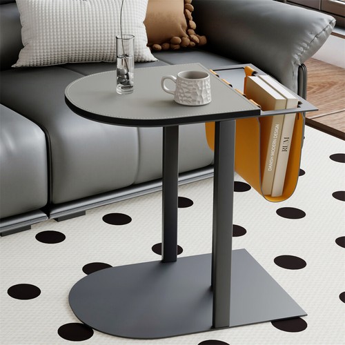 Strong C Shaped End Table Slide Under Sofa Table Side Table with Magazine Holder - Picture 5 of 16