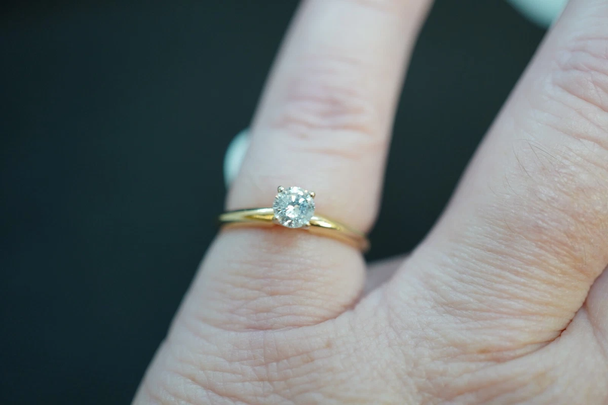25 Carat Round Brilliant Diamond Solitaire Engagement Ring 14K Yellow Gold