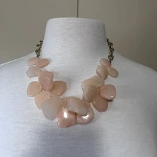 21” Sugarfix By Baublebar Pink Acrylic Statement Necklace Faux Quartz Gold Tone