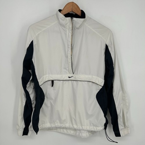 Nike Jacket Womens Medium White Half Zip Windbreaker Pullover Center Swoosh - Picture 1 of 9