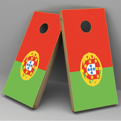 Distressed Portugal 02 Portuguese Flag Cornhole WRAP Set Vinyl Board Decal Baggo Bag Toss Boards Made in The USA