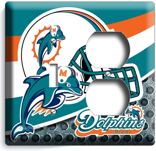 MIAMI DOLPHINS FOOTBALL TEAM LOGO LIGHT SWITCH OUTLET WALL PLATES MAN CAVE DECOR - Picture 26 of 34