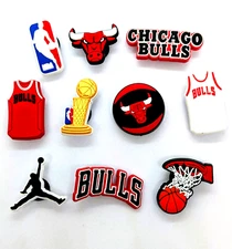 CHICAGO BULLS SHOE CHARMS (10pcs) Basketball Cool Gift Accessories Set Lot