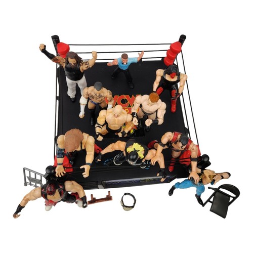 WCW ToyBiz Smash and Slam Ring nWo WWF WWE AEW Impact Wrestling & 11 Figures - Picture 2 of 13
