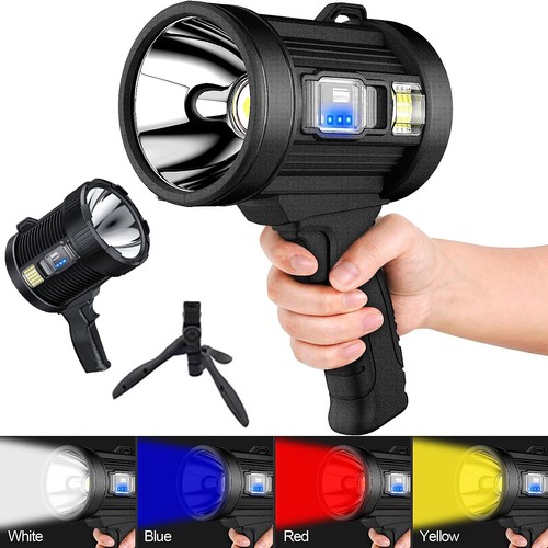 900000000LM Super Bright LED Searchlight USB Solar Rechargeable Spotlight Hand - Picture 4 of 17