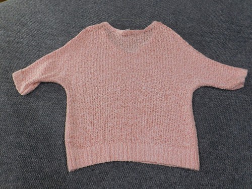 chicos size 1 sweater pink pullover knit v-neck stretch polyester rayon classic - Picture 10 of 16