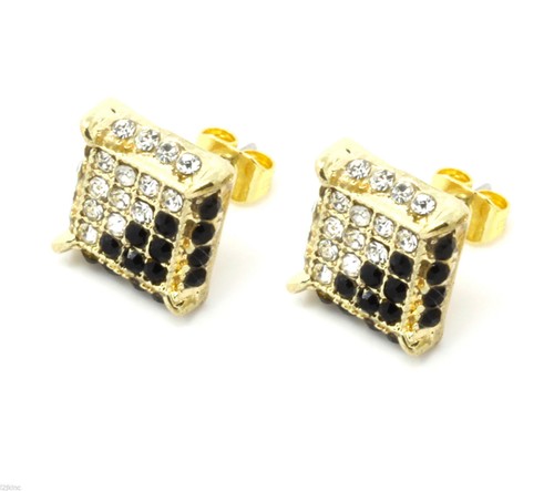 14K Gold Plated Teeth Grillz Top & Bottom Cubic-Zirconia Micro Pave Earring - Picture 5 of 7