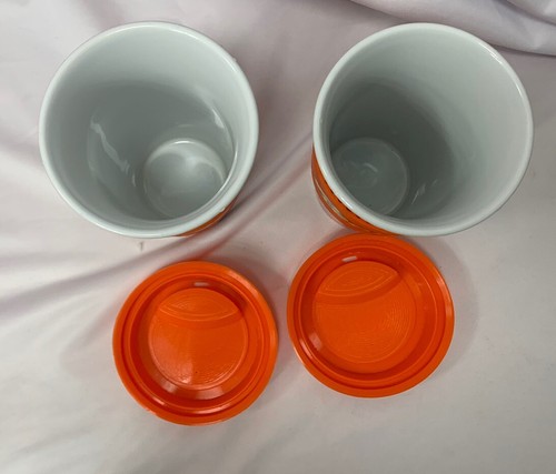 Reese's Peanut Butter Cup Travel Coffee Mugs Silicone Grip Ceramic - Set Of 2 - Picture 3 of 8