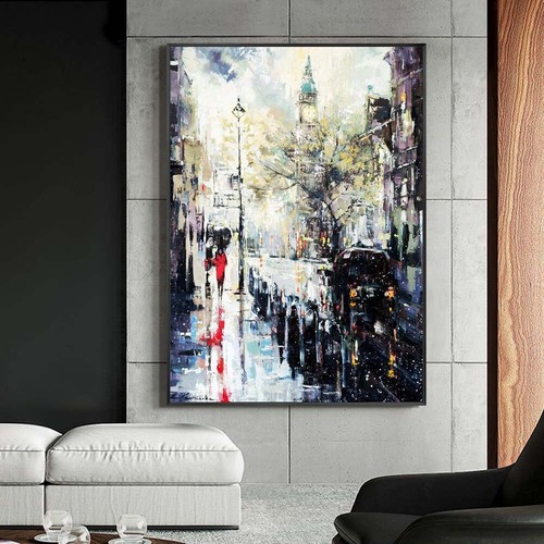 Streets near Big Ben London Oil Painting Canvas Wall Art Paint Living Room  Decor