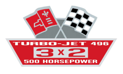 C H E V Y vette 3x2 Crossed Flag Air Cleaner DECAL Custom Made To Order Any CID!