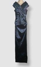 Rickie Freeman by Teri Jon Women's Blue Ruched Off-Shoulder Gown Dress Size 12