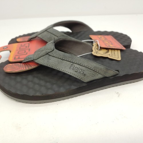 Flojos Xander 2.0 Flip Flop Thong Soft Dimple Cushion Mens Size 8 Gray Textured - Picture 2 of 9