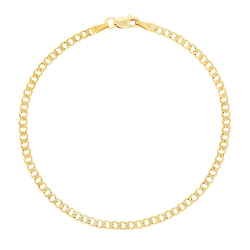 14K Yellow Gold 2.5mm Cuban Link Curb Chain Bracelet or Anklet Mens Womens 8.5" - Picture 12 of 12
