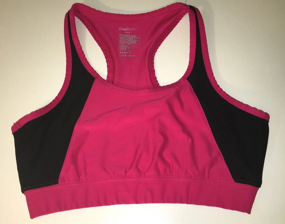 Womens GAP Body Fuchsia Pink and Black Racerback Sports Bra Size S