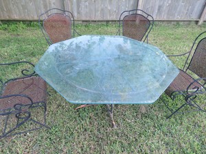 Details About Patio Table 4 Wrought Iron Coil Spring Chairs Local Pickup In Houston Tx