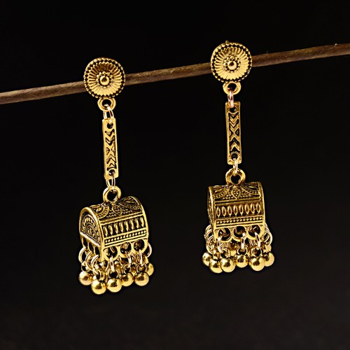 Vintage Women Gold Silver Tassel Drop Ball Dangle Tibetan Gypsy Ethnic Earrings - Picture 6 of 21