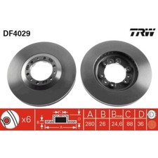 2x Bremsscheibe TRW DF4029 passend für ISUZU OPEL VAUXHALL GREAT WALL HAVAL