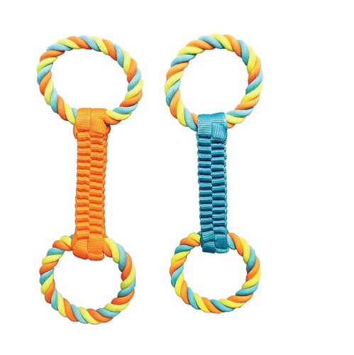16 Inch Double Loop Rope Handle Ballistic Weave Dog Interactive Tug Toy Figure 8 - Picture 29 of 49