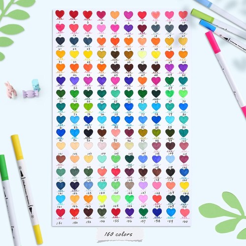 Marcadores para colorear Ohu No Bleeding 160 colores a base de agua y puntas de pincel - Imagen 2 de 9