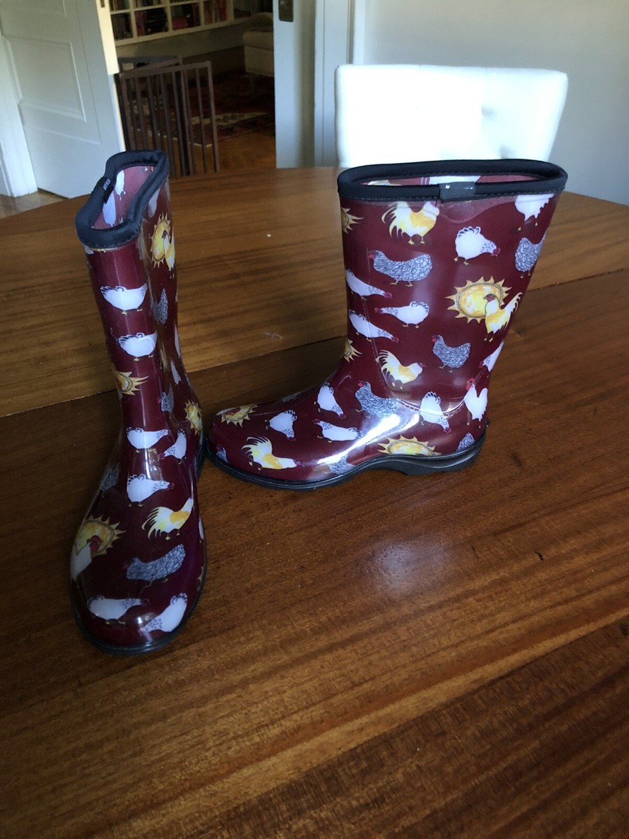 Chicken print shop rain boots