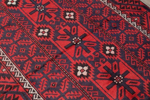 4x9 Traditional Vintage Geometric Oriental Runner RED Wool Hand Knotted Area Rug - Picture 9 of 14