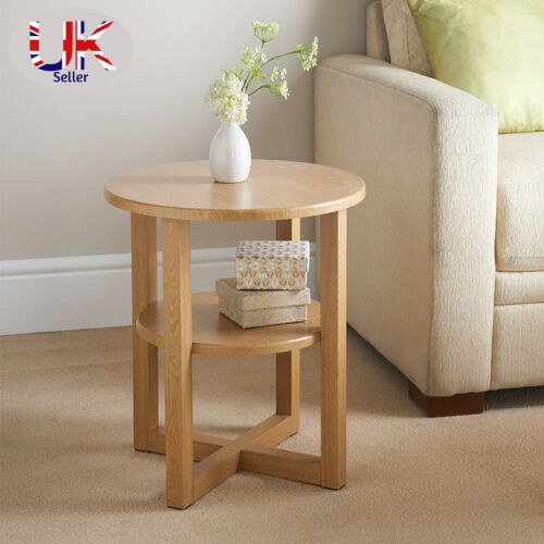 Small Side Coffee Table Lamp Plant Hallway Room Furniture Living Room Oak Finish - Picture 2 of 5
