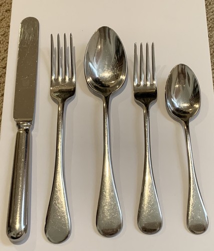 Five (5) piece set of Calderoni Italy BORROMEO 18/10 stainless steel flatware