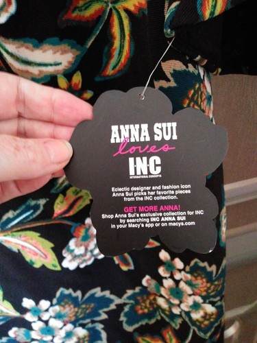 NEW WOMEN'S ANNA SUI LOVES INC BLACK WITH FLORAL PRINT 3/4 BELL SLEEVE DRESS M - Picture 5 of 5