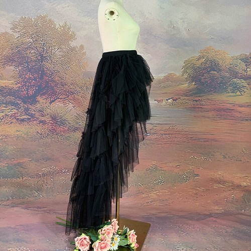 Damen Netz Hi-Low Rock Lagenlook Stufen Tüll Tanz Prinzessin Kleid Cosplay Rock - Bild 6 von 15