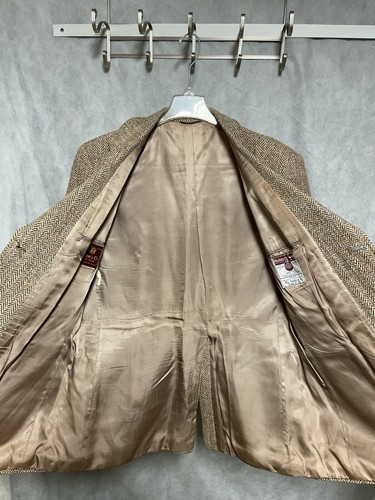 Harris Tweed Blazer Men 44R Beige Herringbone 3B Coat England Dunn & Co Luxury - Picture 11 of 11
