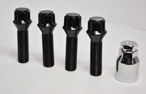 Conjunto De 4 X M12 X 1.5 , 45mm Rosca, Pernos de Bloqueo para Rueda (Negro)