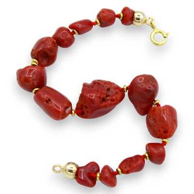 Bracelet With Coral From Torre Del Greco, L 18 Cm Approx. Silver 925 Closure