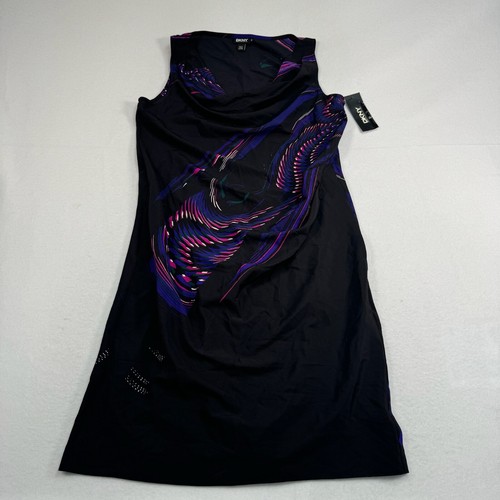 DKNY Slik Blend Sleeveless Sheath Dress Womens Size 10 Black Purple NWT - Picture 1 of 12